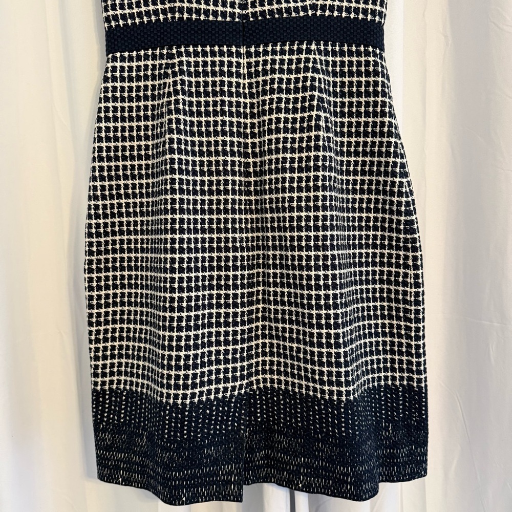 J.Crew Tweed Sheath Dress Womens 4 Navy White Cotton Sleeveless Work Career - Picture 9 of 12